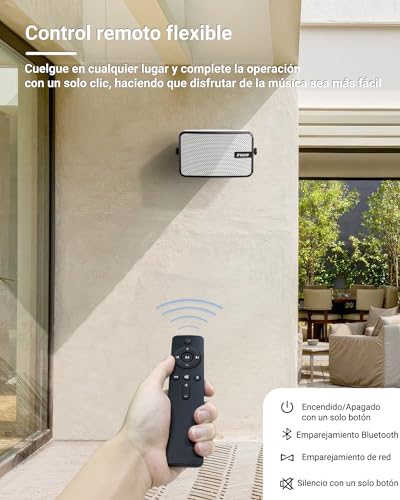Miniatura 7 de Inwa Altavoces Bluetooth Para Exteriores, Altavoz Montable En Pared Resistente Al Agua Ipx5, Potente Sistema De Sonido Con Graves, Sincronización Inalámbrica De Hasta 100 Altavoces 2 Pcs, Mz621