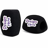 Custom Fuzzy Microphone Windscreen, Plush Foam Mic Cover with Logo or Text, Triple-Side Printable, Wind Noise Reduction, Fits Most Handheld Microphones (Black)
