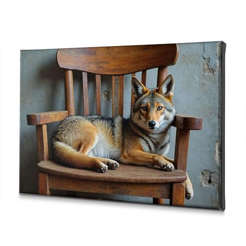 Toile loup decoration murale apaisante pour salon chaleureux