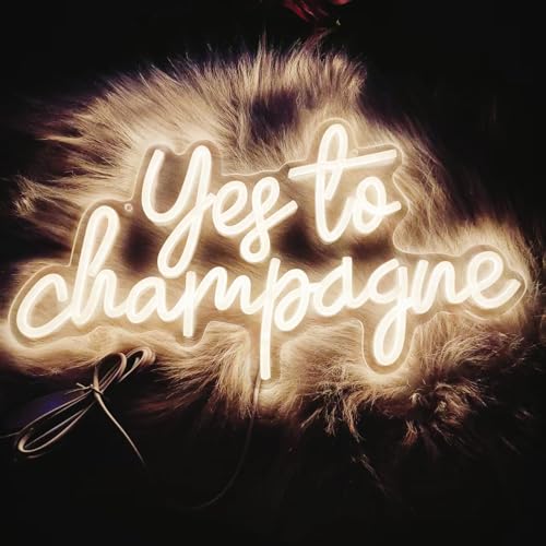 Image of Yes to Champagne Led Neon Lights Sign for Home Bar Kitchen Man Cave Pub Wall Decor, Acrylic Bar Wedding Birthday Grad Party Neon Sign with Dimmable Switch and Hanging Chain,5V Usb Powered | Acrylic Bar Wedding Birthday Grad Party Neon Sign with Dimmable Switch and Hanging Chain,5V Usb Powered