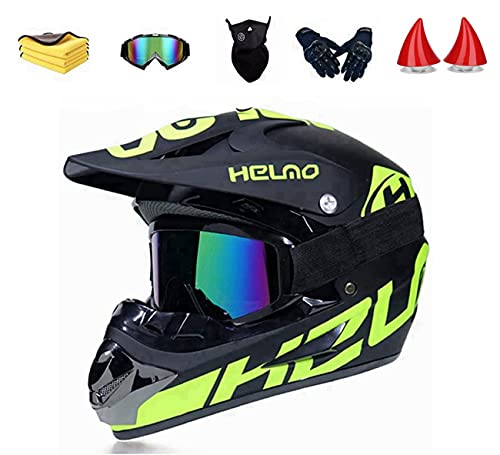 【Casco da motocross】 Design aerodinamico. Calotta esterna in ABS, calotta interna in EPS, sottogola rinforzata con chiusura rapida, estremamente robusta e resistente agli urti. Fodera interna parzialmente rimovibile e lavabile, che mantiene il casco pulito, fresco e inodore.