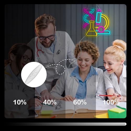 Image of Science Neon Sign Beaker LED Light Microscope Neon Signs For Classroom Science Lab Chemistry Class Laboratory Wall Decor Biology Teacher Student Gift 12.5 * 13 Inch