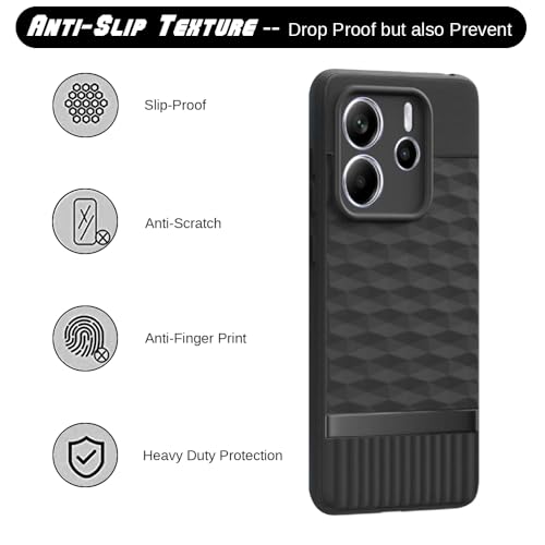Image of Shockproof Case for Mi Redmi Note 14 5G | Full Camera Protection | TPU Flexible Back Cover for Mi Redmi Note 14 5G (Matte Black)