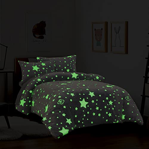 Hombys Glow In The Dark Comforter Set 5 Piece Twin/Twin Xl With Sheets, Grey Velvet Bedding Comforter Sets For Twin Bed, Ultra Soft Down Alternative Comforter For Teenage Boys Kids, Bed In A Bag #TOP1