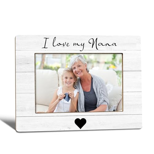 WTOGQ I Love My Nana Picture Frame Mothers Day Gifts for Nana Grandma Grandma Gifts From Grandkids Photo Frame 4X6 Grandmother Wooden Photo Picture Frames for Desk Tabletop Decor