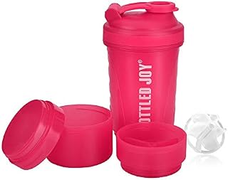 Protein Shakers Bottles 600ml BPA Free Strong Durable Workout Gym Water Smoothies Nutrition Shaker Bottle with Storage 600ml (Pink)
