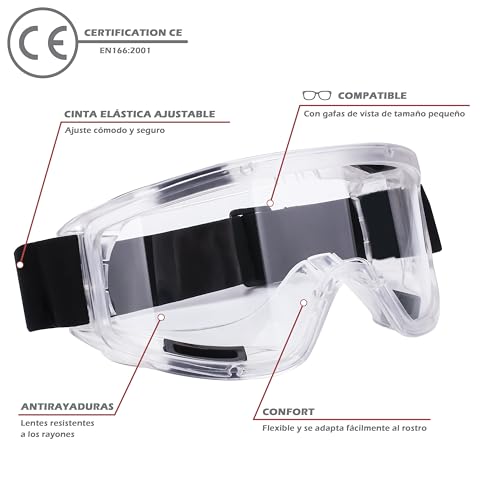 Miniatura 4 de Airgearpro G-500 Máscara Respiratoria Reutilizable, Antipolvo, Antigás Con Filtros Y Gafas De Protección Para Pintar, Construcción, Bricolaje, Lijado