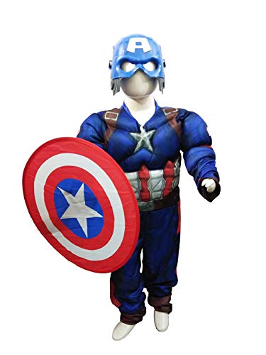 Image of BookMyCostume American Superhero Kids Fancy Dress Costume - Muscle Look - Imported 5-6 years