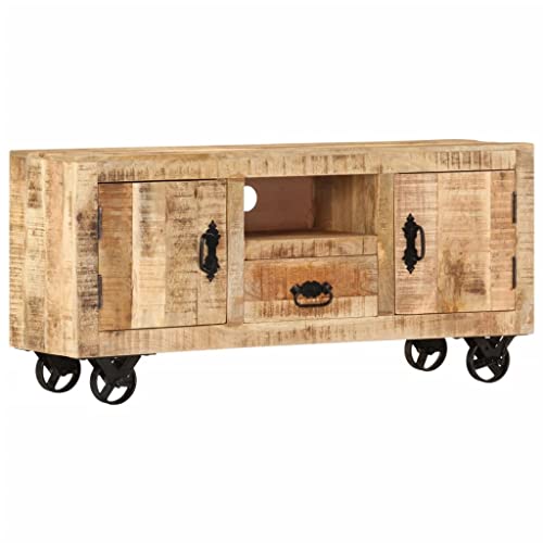vidaXL Bois de Manguier Brut Meuble TV Armoire Basse Buffet Meuble Divertissement Salon Salle de Séjour Maison Intérieur 110x30x50 cm