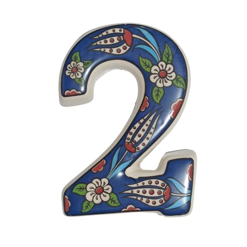 Grand panneau pendaison crémaillère céramique Panneau d’adresse céramique Panneau numéro maison Panneau porte personnalisé Décoré à la main Cadeaux pendaison crémaillère (Navy BLue, 2)