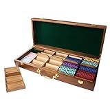 GSE Games & Sports Expert Wooden Poker Chip Case with 5 Poker Chip Trays, Holds 500 Chips, Casino Grade Chips...