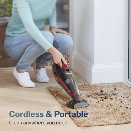 Powools Pet Hair Handheld Vacuum - Car Vacuum Cordless Rechargeable By Vaclife, Well-Equipped Hand Vacuum For Carpet, Couch, Stairs, Powerful Handheld Vacuum Cordless W/Motorized Brush, Red (Pl8726) #TOP4