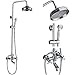 Rozin Chrome Bathroom 8" Round Rainfall Shower Faucet Set Tub Mixer Spout Tap with Hand Spray