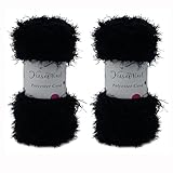 (23 Colors Available) Yusarinl Eyelash Yarn Fluffy Thread 100% Polyester 6,7oz 260 Yards, Fun Fur Yarn for a Border,toy's Hair or Beard-Black