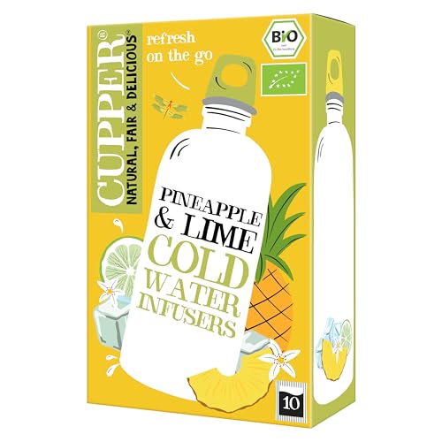 Cupper - Pack de 6 Cajas de 10 Bolsitas de Infusiones Ecológicas Frías con Piña y Lima BIO - Propiedades Refrescantes - Contiene Hibisco Blanco