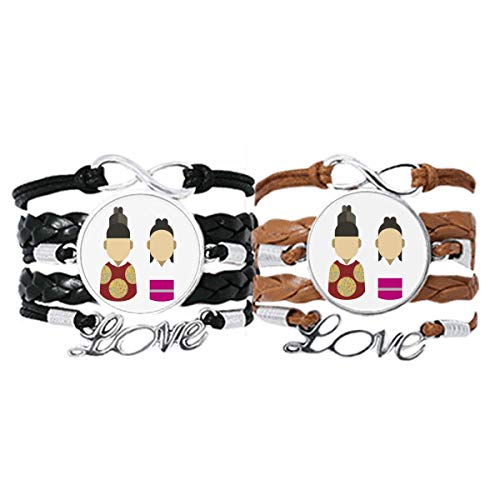 Pulsera tradicional de príncipe set de regalo doble con correa de piel