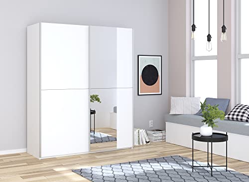 Forte Winner Armadio Ad Ante Scorrevoli A 1 Anta, Con 1 Anta A Specchio, In Legno Derivato, Bianco, 61,2 X 150 X 190,5 Cm - 2