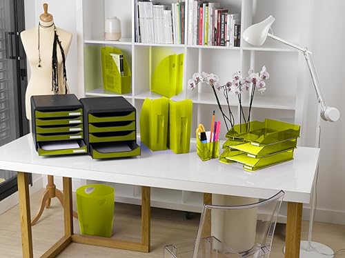 Poubelles ECOBIN translucides 15 litres avec poignées intégrées couleur vert anis - 5