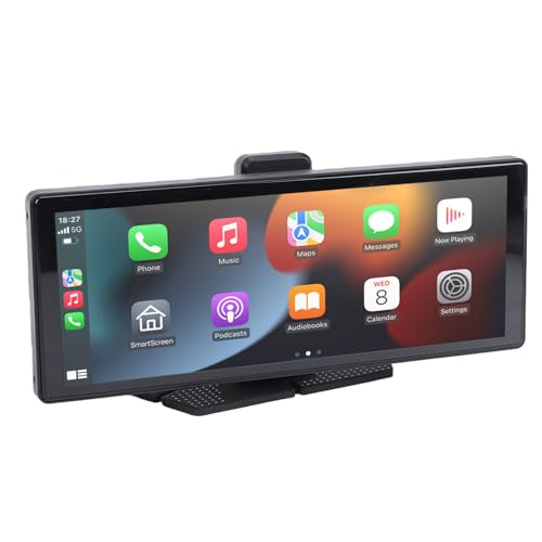 Luocute Autoestéreo con Pantalla Táctil de 10.26 Pulgadas, Inalámbrico, Compatible con CarPlay y Auto, con Cámara Frontal de 2160p y Trasera de 1080p, Transmisión FM, Control por Voz