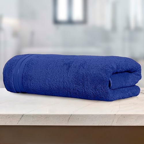 Image of Elegant Comfort Three Line Popcorn Towel Set for Bathroom 35 x 70 inches, Premium Hotel Quality 1-Pack Jumbo Towels, 100% Turkish Cotton, Soft and Durable, Quick Dry and Highly Absorbent, Cobalt Blue
