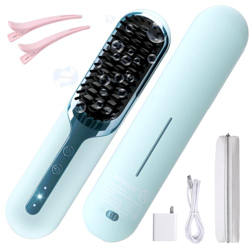 Hair Straightener Brush- Cordless Hair Straightener Brush for Short Hair,3