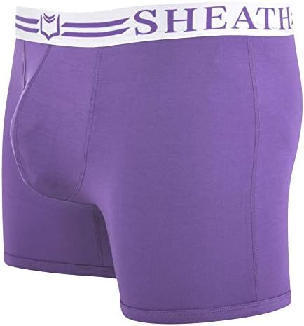 SHEATH Men's Underwear with Dual Pouch 4.0 Boxer Briefs Purple/White, X-Large