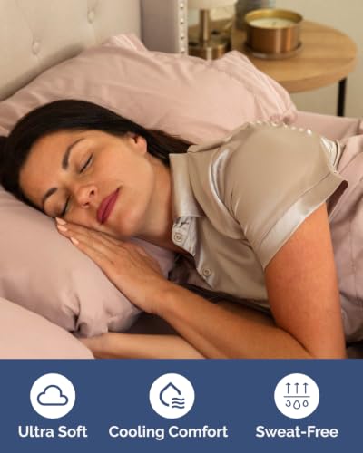 Image of Flex Top Split Head King 6 Piece Sheet Set - Breathable & Cooling - Mauve | Ultra Soft Hotel Luxury Bedding Set w / 8-16 Inch Deep Pockets, 1 Flat & 1 Split-Head Fitted Sheet & 4 Pillowcases, Fade Free