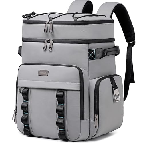 Weitars Insulated Cooler Backpack,Double Deck Waterproof Soft Cooler Bag,Backpack Coolers Leak Proof Lunch Backpack for Men Women for Travel,Camping,Picnic,Beach,Picnic,Outdoor 31L/52 Can (Gray) by Weitars - Used condition - US$33.50