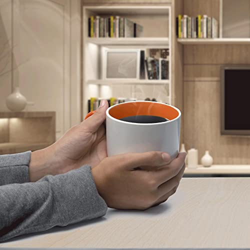 Custom Bistro Style Large Coffee Mugs 16 Oz. Set Of 10, Personalized Bulk Pack - Perfect For Coffee, Tea, Espresso, Hot Cocoa, Other Beverages - Orange #TOP6