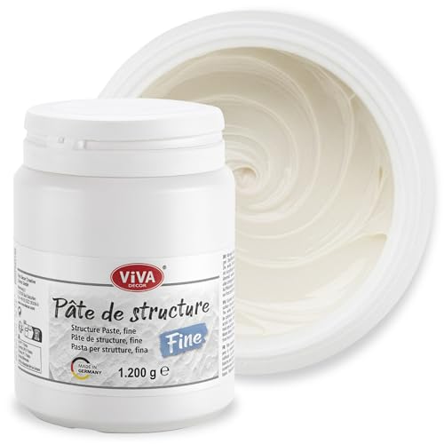 Pâte de structure fine Viva Decor 1,2 kg – blanche – Pâte de texture pour techniques mixtes et impasto, pâte à modeler pour toile, médium acrylique pour peinture texturée