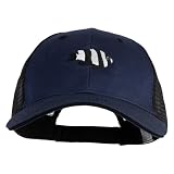 Three Stripe Damselfish Embroidered Big Size Garment Washed Cotton Mesh Cap