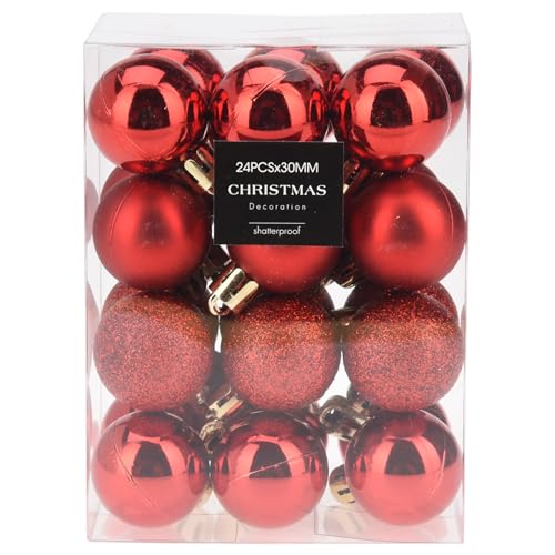 24 x Mini Baumkugeln Ø 3 cm zum Hängen - Bruchsicher -Baumschmuck...