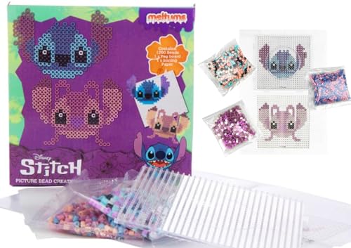 Disney Stitch (Lilo & Stitch) Bügelperlen-Set für Kinder ab 6 Jahren – 1200-tlg. Kreativ-Set mit Perlen, Bügelpapier & Vorlagen – Ideal für Basteln, DIY-Projekte & Geschenke