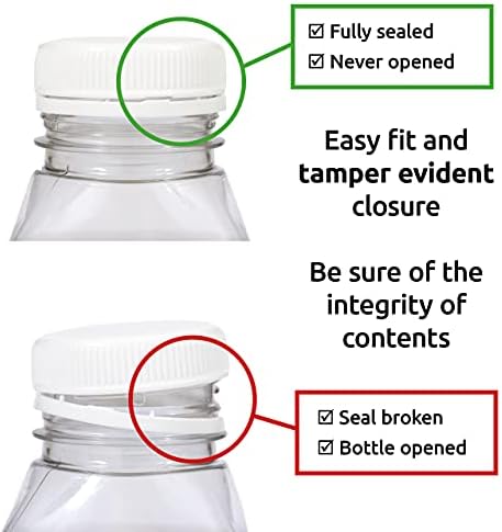 TEC Juice Bottles 250ml with Lids 30% Recycled PET Plastic Small Clear Square Tamper Evident Mini Energy Drink Smoothie Bottle Water Party Pack Multipack in Bulk Packs Made in UK