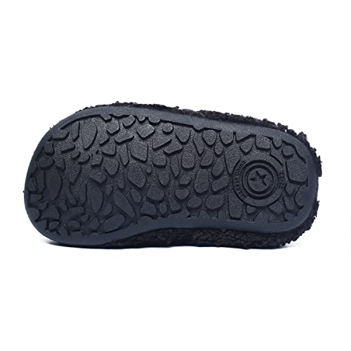 Ucuhnb Kids Slippers Toddler Smiley Face House Slippers Indoor Home Non-Slip Rubber Sole Shoes Warm Cozy Socks Black 5.5-6Toddler #TOP4