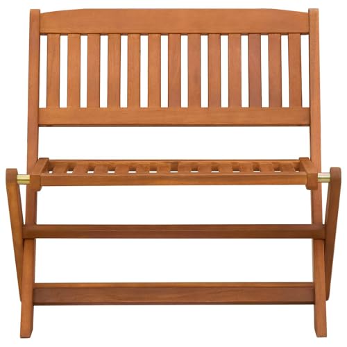 Banco infantil de madera de eucalipto marrón plegable de 61x38x57 cm para jardín 4