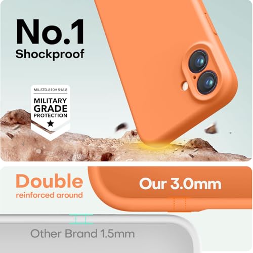 Image of LOVE 3000 Designed for iPhone 16 Case, Premium Silicone with [Soft Anti-Scratch Microfiber Lining] Shockproof Protective Phone Case for Men Women Girls 6.1 inch, Bright Orange