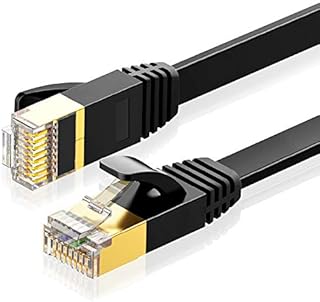 Amazon Brand - Eono Flat Cat8 Ethernet Cable, 26AWG Cat 8 Network Internet Lan Cable High Speed 40Gbps 2000Mhz SFTP RJ45 Gold Plated Connector for PC, Router, Switch, Modem, TV, PS5 (White, 1M/3FT)