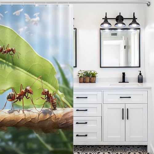 Rideau de douche imperméable Fourmi en polyester lavable 152x183cm
