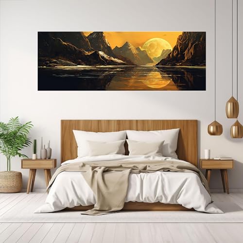 Tableau abstrait paysage lunaire SHYAMIC 30x90cm encadrée - 2