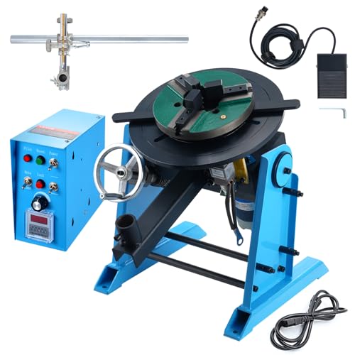 VEVOR Rotary Welding Positioner 66LBS / 30KG 0-90 Welding Positioning Turntable Table 1-12RPM 80W with 12.4 Inch 3-Jaw Lathe Chuck & Welding Torch Stand Holder for Cutting Grinding Assembly