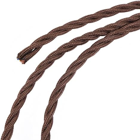 sourcing map Twisted Cloth Covered Wire 3 Core 18AWG 3 Meter/9.8 Feet, Vintage Woven Fabric Electrical Cable for Pendant Light DIY Project, Brown