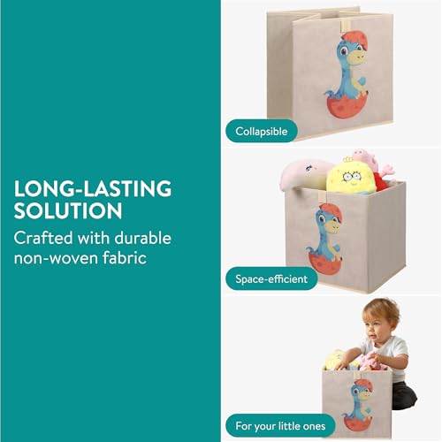 Navaris Aufbewahrungsbox Kinderzimmer - 4er Set - 33 x 33cm Kinder Spielzeug Box Dinosaurier Design - Box Spielzeug Kisten - Baby Ordnungsboxen Aufbewahrungsboxen - Toybox faltbar