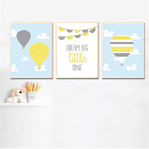 Affiche Ballon et Citation Toile Enfant Décoration Chambre Bébé Art Mural 50x70cm Sans Cadre