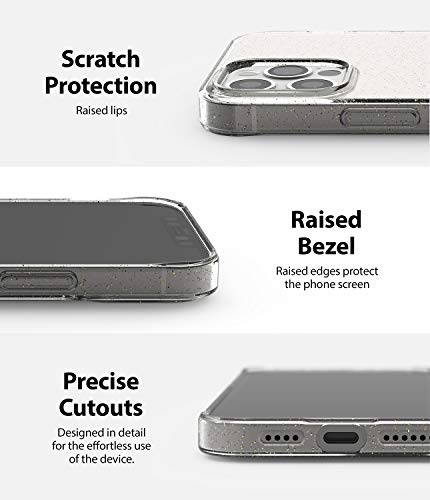 Image of Ringke Air for iPhone 12 Pro Max Case Back Cover, Lightweight Transparent Flexible TPU Scratch Resistant Phone Cover for iPhone 12 Pro Max Back Cover Case - Glitter Clear
