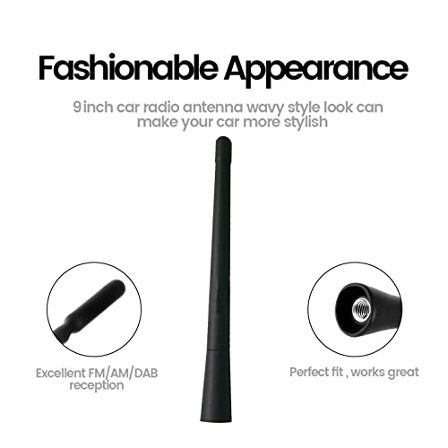 NewTH Universal Autoantenne AM/FM DAB 18cm Kurz Universal Auto Radio Antenne Stabantenne Ersatz Antenne für alle Autos Dachantenne Mast Kit mit Starker Empfangsfunktion Schrauben M4 M5 M6, Schwarz