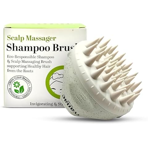 Vanae Shampoo Brush - Scalp Massager Hair Growth, Ergonomic Scalp Scrubber, Silica and ABS Brush for All Hair Types, Promotes Blood Circulation, Reduces Dandruff, Eco Responsible, Antimicrobial Cover