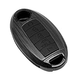 SK CUSTOM Smart Key Fob Case Grey Brushed Black Silicone Cover Compatible with Infiniti JX35 Q50 Q60 QX56 QX60 QX80 for Nissan Altima Armada Maxima Murano Pathfinder Rogue 5 Button Keyless