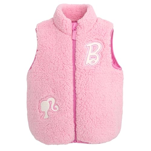 Barbie Girls Faux Shearling Zip Up Jacket Vest Little Kid to Big Kid Sizes (4-14-16)