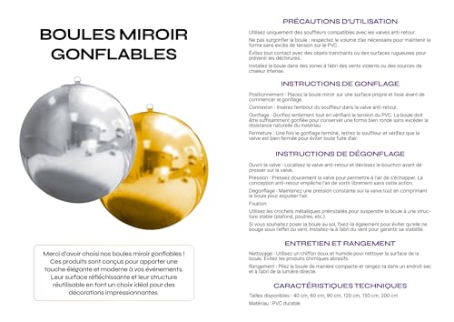 Boule miroir gonflable facile à installer et réutilisable pour illuminer vos salles